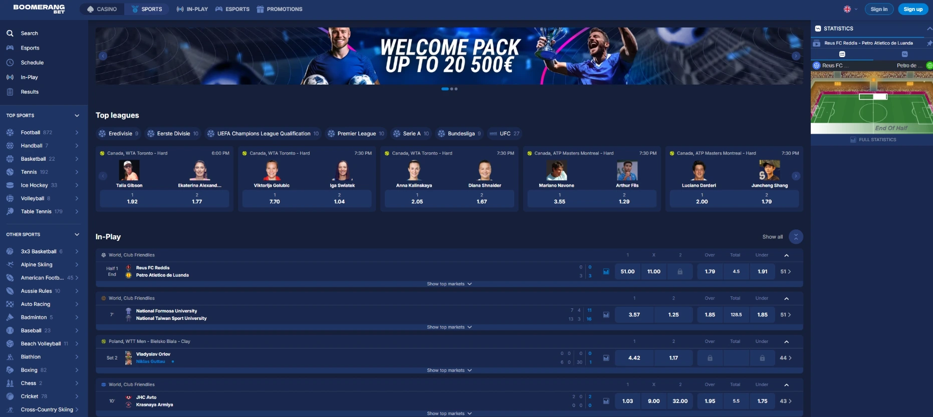 Boomerang Bet casino screen