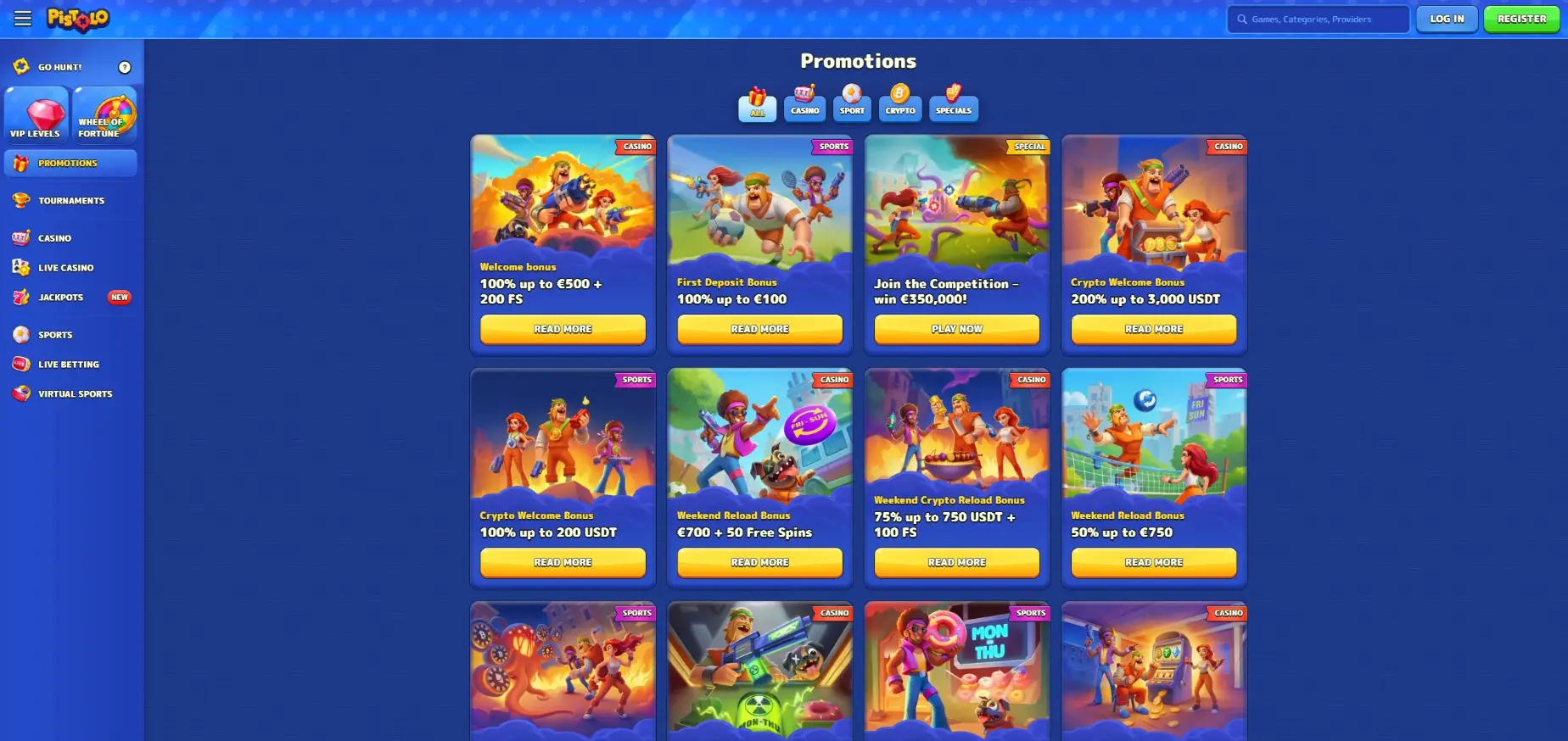 Pistolo casino screen